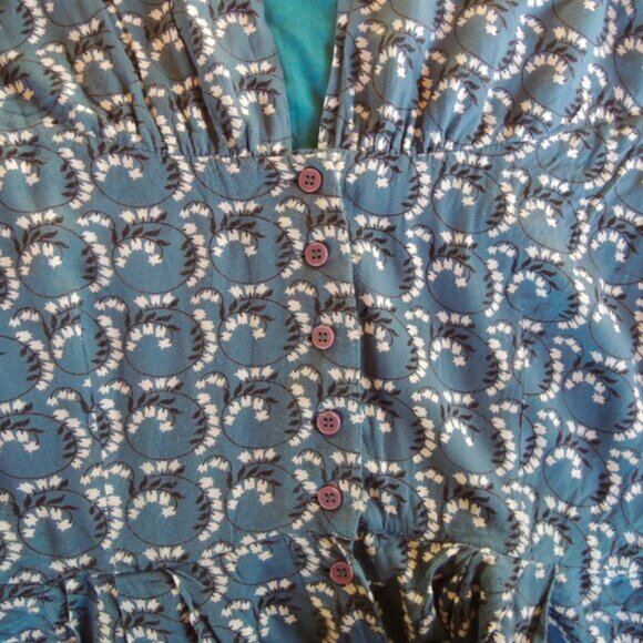 Modcloth Emily & Fin Blue Floral Button Front Retro Dress XL - Picture 5 of 11